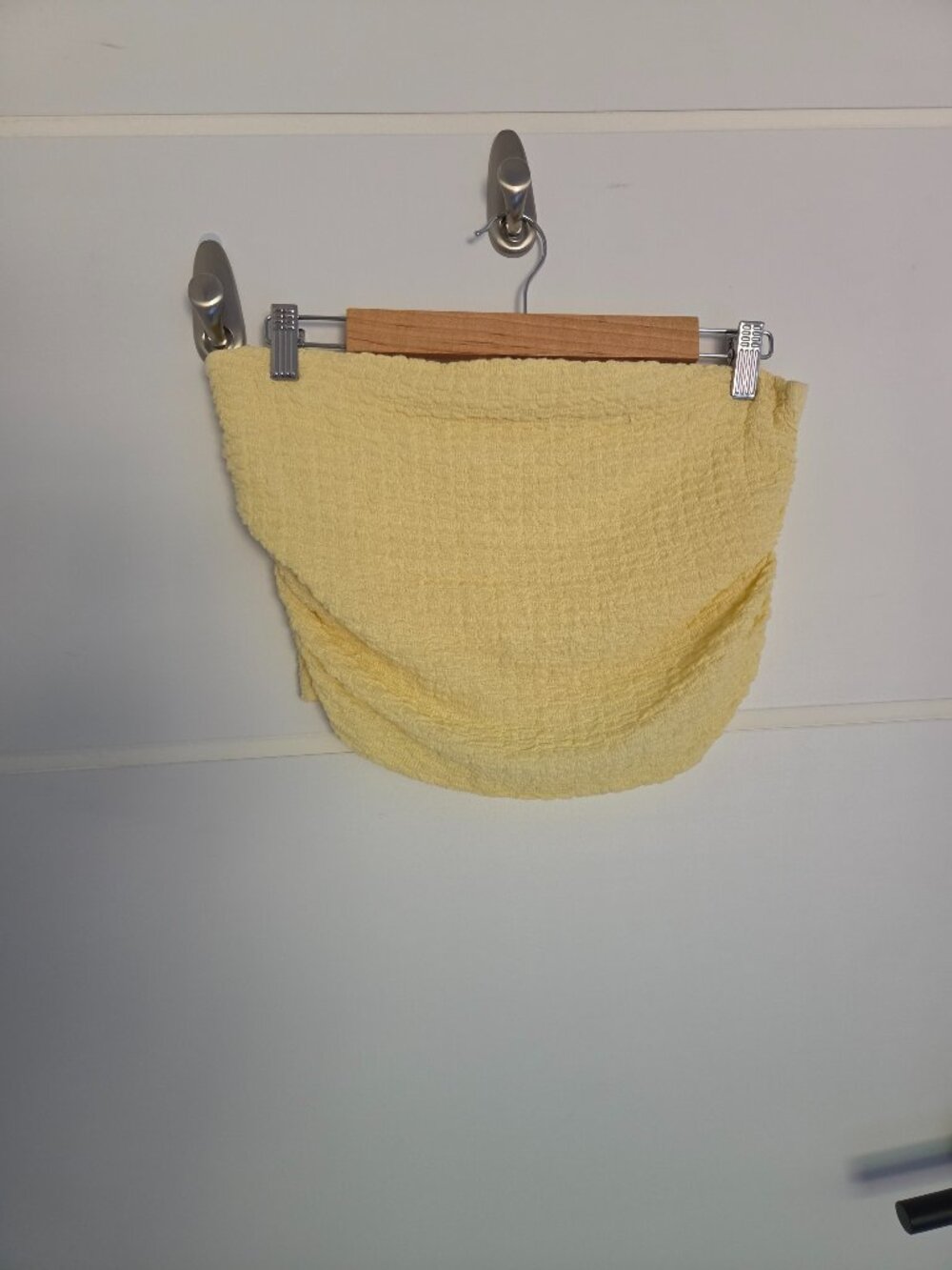 WT Good Luck Gem Butter Yellow Ruched Crop Tube Top L